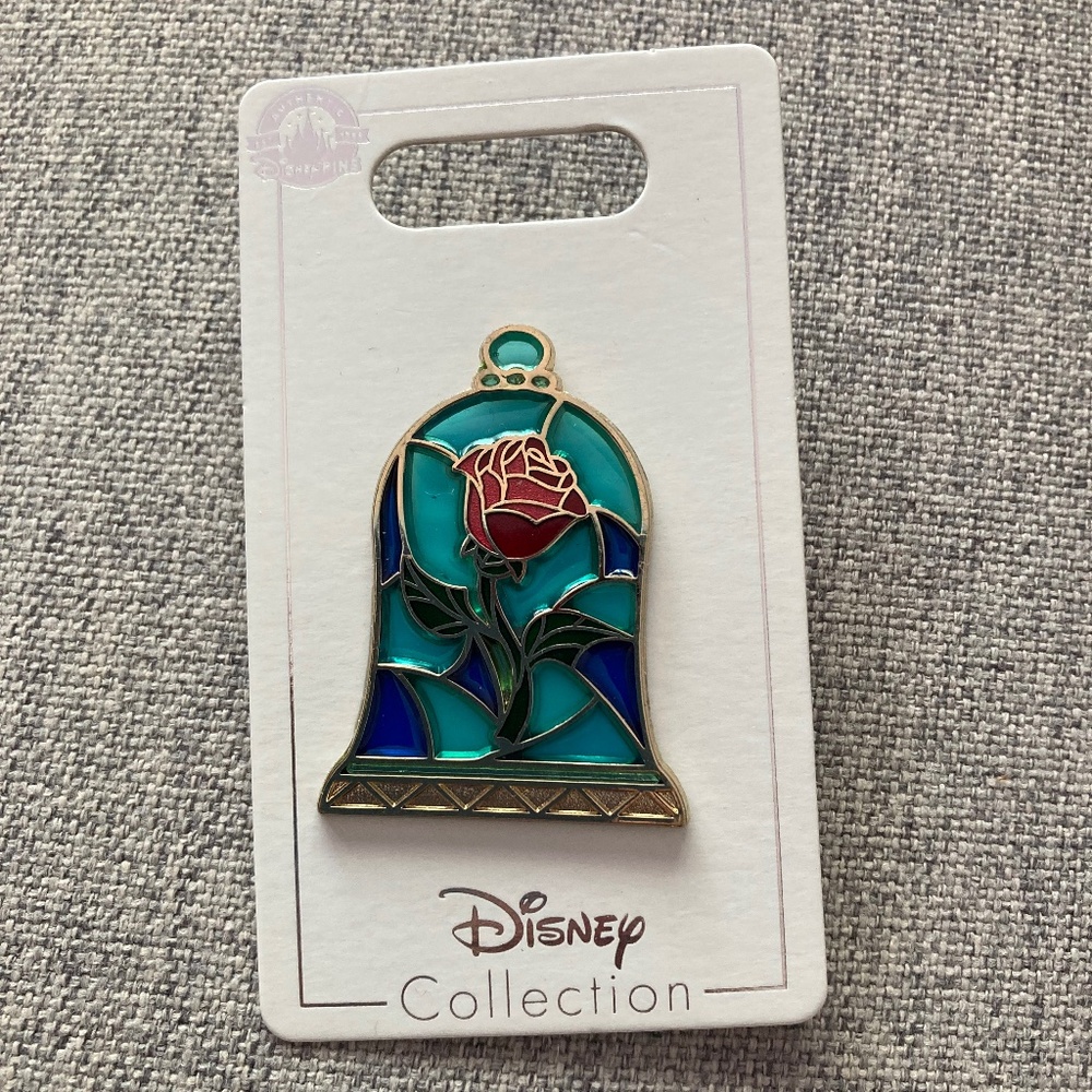 Beauty & The Beast Disney Stain glass faux Pin NWT